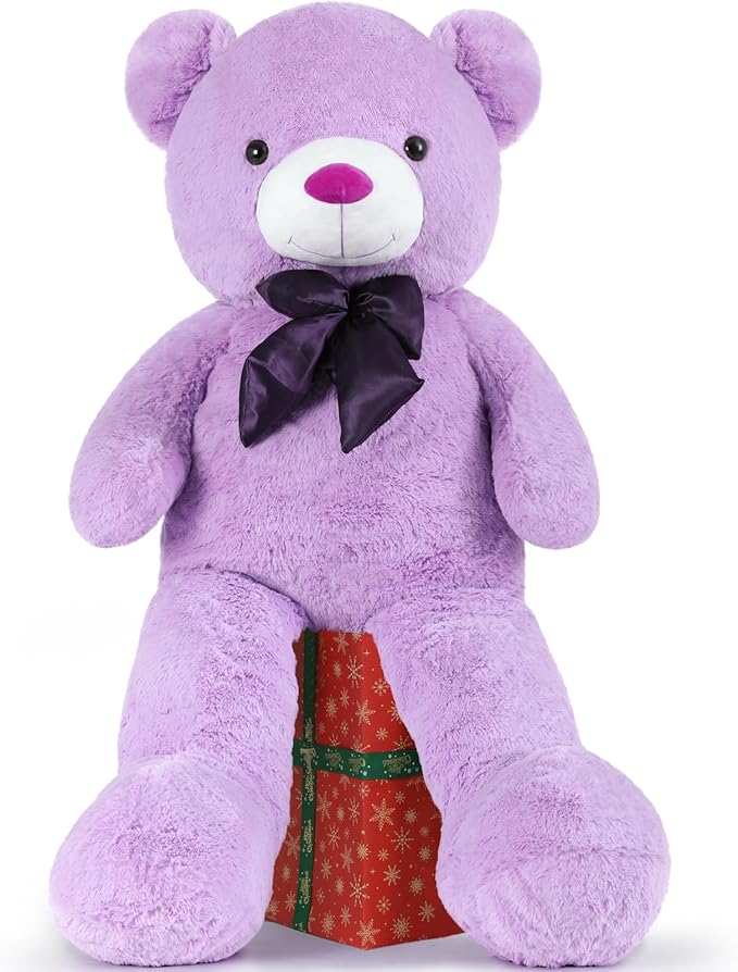 Toys Studio Large Teddy Bear 47 Inch, 4ft Giant Purple Teddy Bear for Baby Shower Decorations Big Plush Toy for Kids Girls Women Christmas Valentine's Day