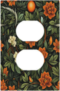 Decorative Outlet Covers William Morris Orange Flowers Rustic Leaves Floral 1 Gang Duplex Light Switch Cover Plate Electrical Switch plates Wall Plates Receptacle Covers for Bathroom Bedroom