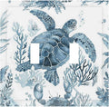 Blue Sea Turtle Coastal Coral Beach Crab Seaweed Decorative Switch Plates 2 Gang Double Toggle Outlet Light Switch Cover Wall Plate Electrical Faceplate for Kids Room Bathroom Decor