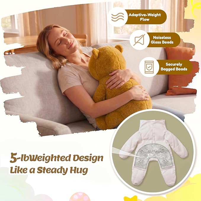 BRICHOEE 5lbs Weighted Capybara Stuffed Animals, 20'' Weighted Comfort Sensory Soothing Plush Toy, Cuddling Calming Cuddle Companion Gifts for Adults & Kids