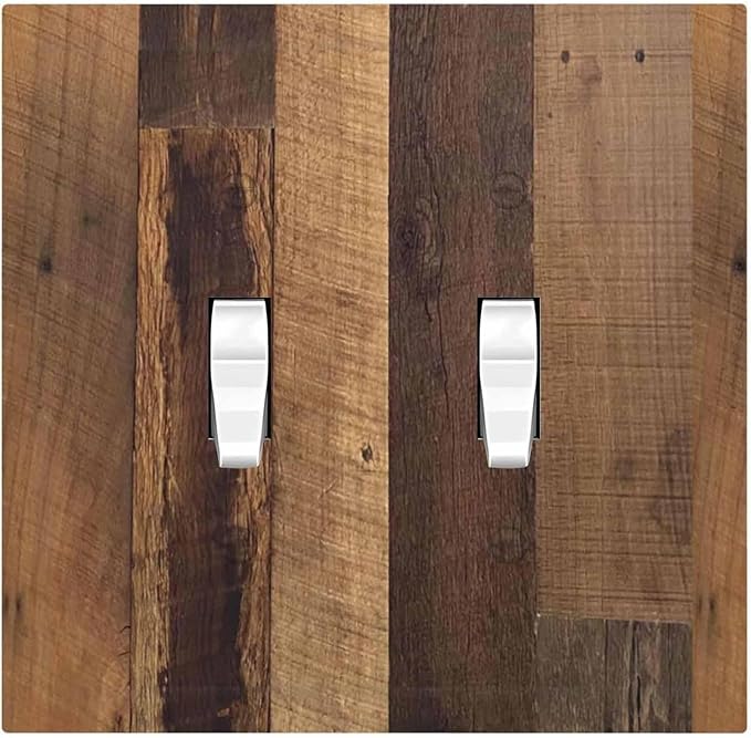 Decorative Switch Plates Natural Wood Brown Wooden Planks 2 Gang Double Toggle Outlet Light Switch Cover Wall Plate Electrical Faceplate For Farmhouse Cabin Decor