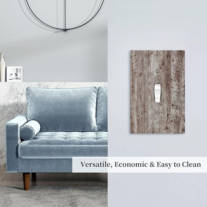 Light Switch Cover Plate Rustic Wood Grey Brown Vintage Wooden Plank 1 Gang Single Toggle Decorative Switch Plates Wall Plates Electrical Faceplate Socket Covers for Farmhouse Home Decor