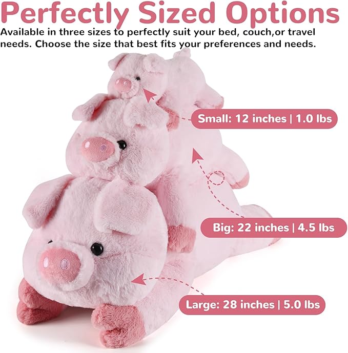 gnomantic Pig Weighted Stuffed Animals - 28 Inch 5.0 Pounds Weighted Plushies Pig - Large Plush Stuffed Animals Pillow - Cute Plush Toys Gifts for Kids & Adults