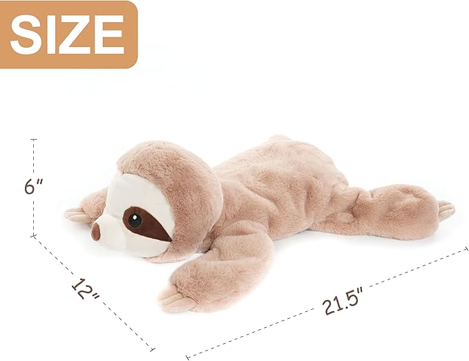 Weighted Sloth Stuffed Animal Toy with Embroidered Eyes, Removable 2.3lb Weight Pack, 21.5 inches – Soft Plush Sloth for Kids & Adults