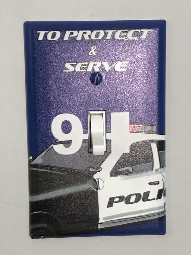 Boys Room Light Switch Cover Plate Kids Decorative Nursery Teen Toddler Room Decor Bedroom Bathroom Playroom (Police 911)
