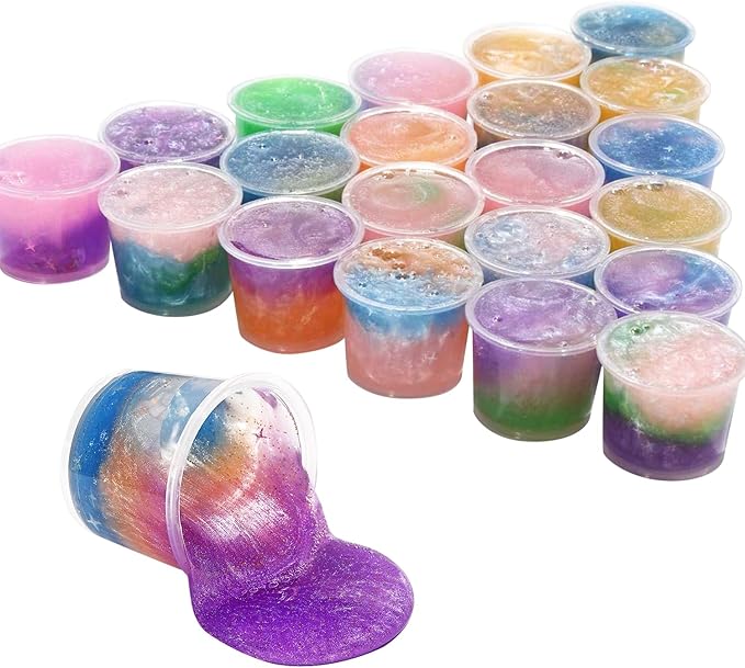 24 Packs Colorful Galaxy Slime, Stretchy & Non-Sticky,Idea Stocking Stuffers for Christmas,Party Favors, Sensory and Tactile Stimulation, Stress Relief, Educational Game, for Girls & Boys