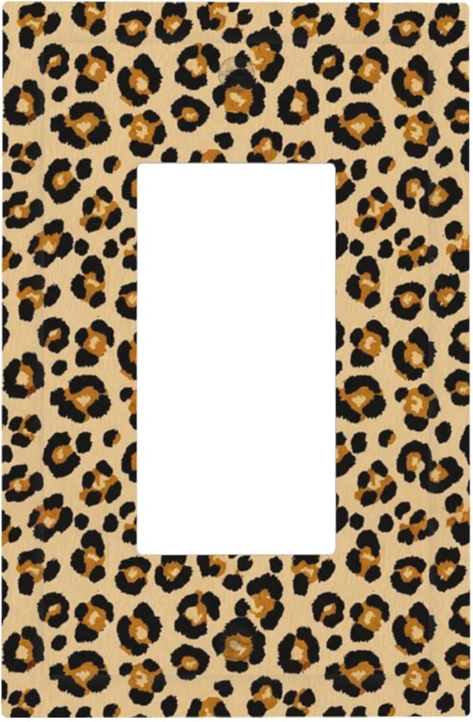 Classic Leopard Print Single Rocker Switch Cover - 1-Gang Standard US Size Retro 90s Wild Safari Light Switch Covers, Bold Leopard Spots for Bedroom or Vanity