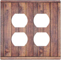 Decorative Outlet Covers with Wood Texture Rustic Vertical Planks Brown Design 2 Gang Wall Plate Double Duplex Receptacle Light Switch Cover Switch Plate Cover Vintage Kitchen/Bedroom Decor