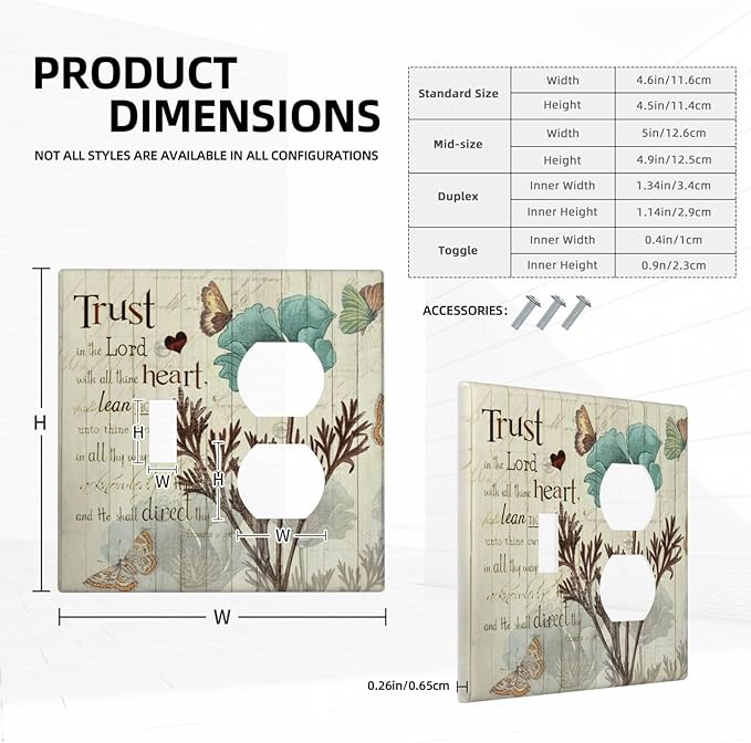 Rustic Elegant Teal Tulip Bible Inspirational Quote Wallplates 1 Toggle 1 Duplex Switch Plate Electrical GFCI Faceplate Decorative Light Switch Covers for Farmhouse Bedroom Decor
