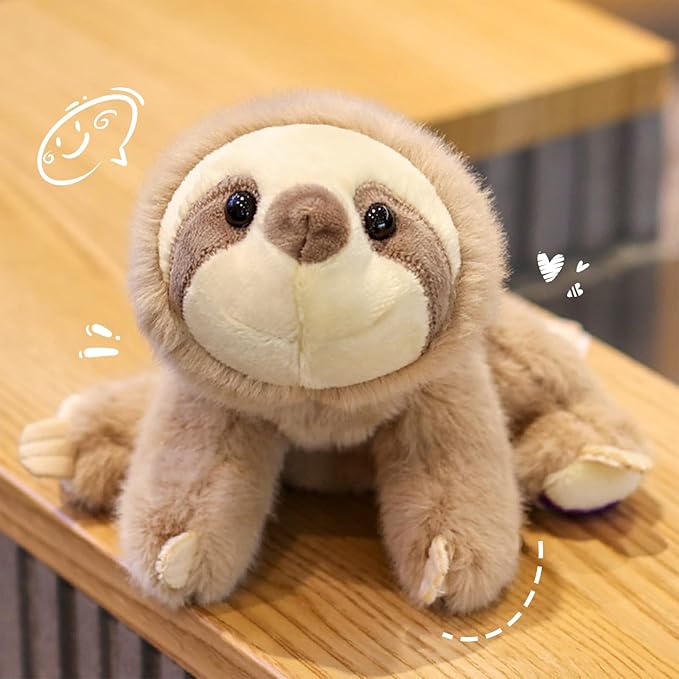 PEACH CAT Sloth Stuffed Animal Cute Plushies Small Plush Toys Gifts for Kids Brown