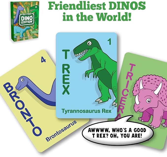 Wreathy Games® - Go Fish Dino Edition® Card Game Deck - Ages 3 and up (Dino)