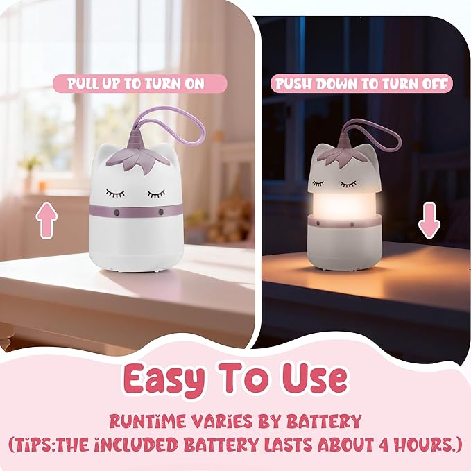 WORKPRO 2-Pack Kids Camping Lanterns with RGB Lights, Battery Powered with Lanyard, Fun Night Light Gifts for Kids - Unicorn Design