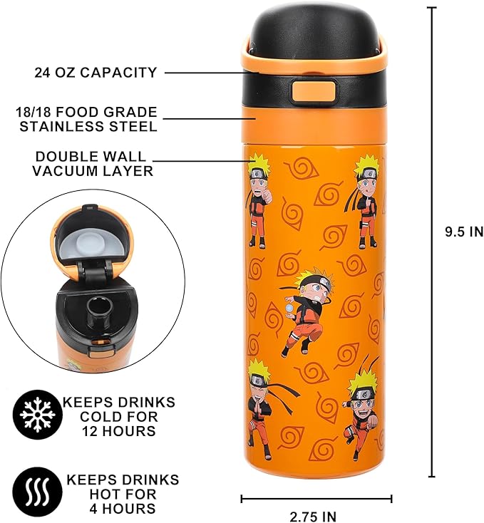Naruto Khargo 24 Oz. Stainless Steel Tumbler With Flip-Top Lid