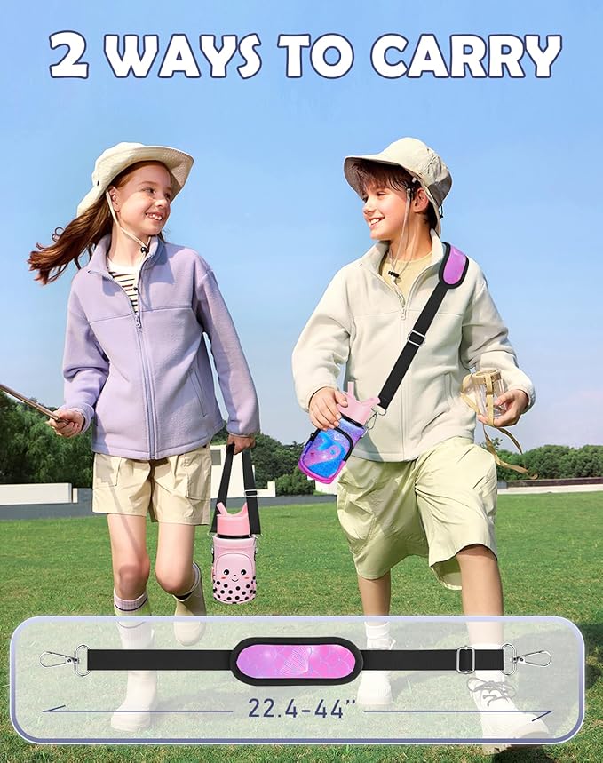 Miss Adola Water Bottle Carrier with Strap - Insulated Kids Water Bottle Holder for Boys Girls Bottle Bag for 10-18Oz