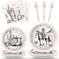 gisgfim 96Pcs Western Party Plates and Napkin Happy Cowgirl Party Supplies Wild West Tableware Dinnerware Set Western Themed Paper Dinner Dessert Plate Decoration Favors for 24 Guests