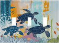Decorative Switch Plates Colorful Ocean Sea Turtle Marine Life 3 Gang Wall Plate Triple Toggle Light Switch Cover Faceplate Electrical Wall Panels for Kids room Bedroom Decor
