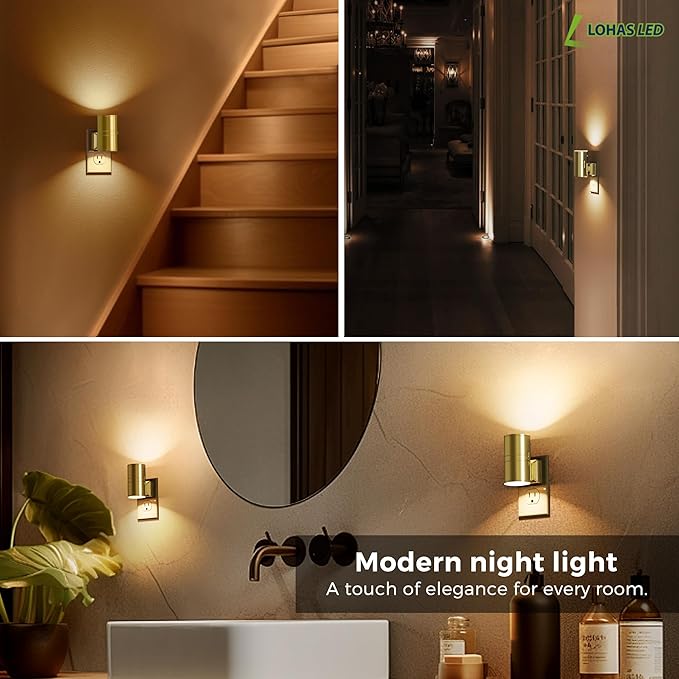 L LOHAS LED Night Light, Automatic Night Lights Plug into Wall, 2 Pack Nightlights With Light Sensor, 3000K Soft White 0-100LM Dimmable Modern Nightlight for Kids Bedroom Hallway