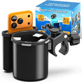 Universal Clamp-on 2-in-1 Cup Holder & Phone Holder for Stroller, Walker, Wheelchair, Fits 12oz-40oz Drinks, Multifunctional Storage Organizer
