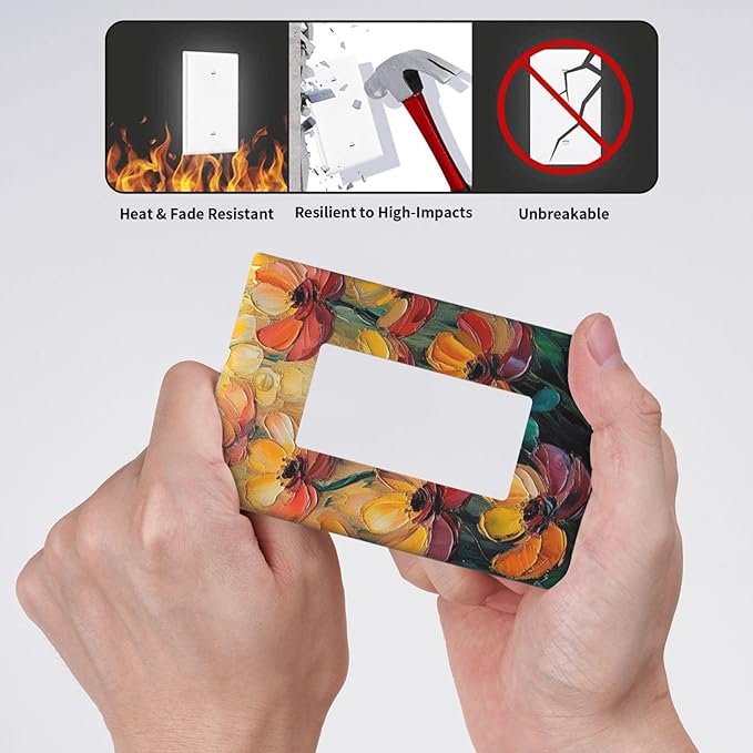 Decorative Art Light Switch Covers Color Flower Blaze 1 Gang Rocker Wall Plate Switchplate Electrical Faceplate for Home Decor