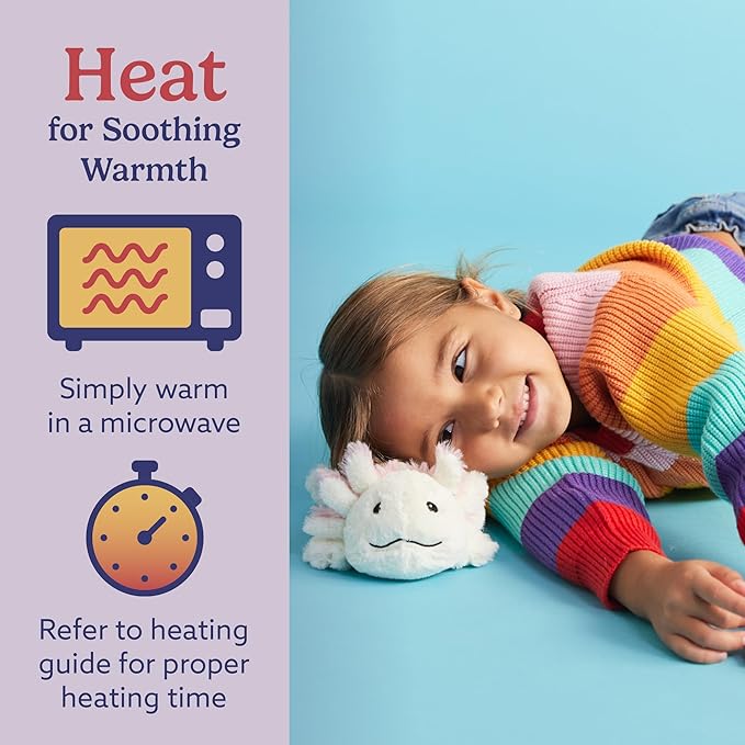 warmies Microwavable & Weighted Stuffed Animals, Axolotl - Heated Stuffed Animal Plushie for Warmth & Comfort - Cute Soft Plush Toys for Adults & Children (Boys, Girls, Babies & Toddlers)