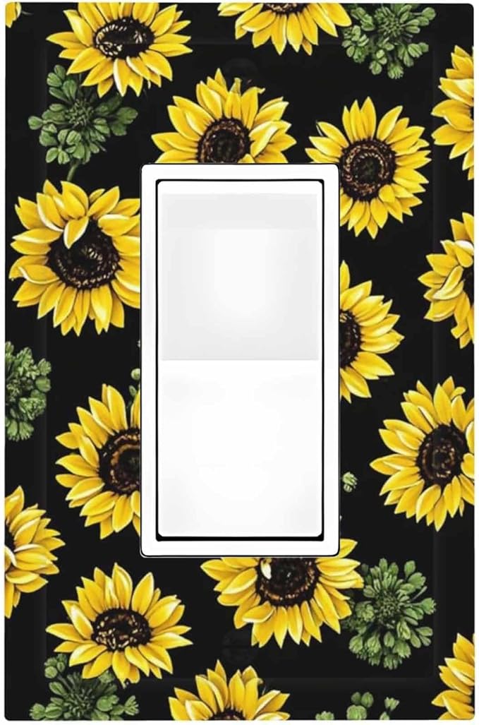Decorative Outlet Covers Floral Sunflower Plants Flowers 1 Gang Single Rocker Light Switch Cover Plate Wall Plates Gfci Faceplate For Bed Room Farmhouse Decor