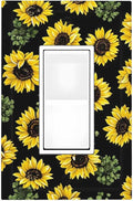 Decorative Outlet Covers Floral Sunflower Plants Flowers 1 Gang Single Rocker Light Switch Cover Plate Wall Plates Gfci Faceplate For Bed Room Farmhouse Decor