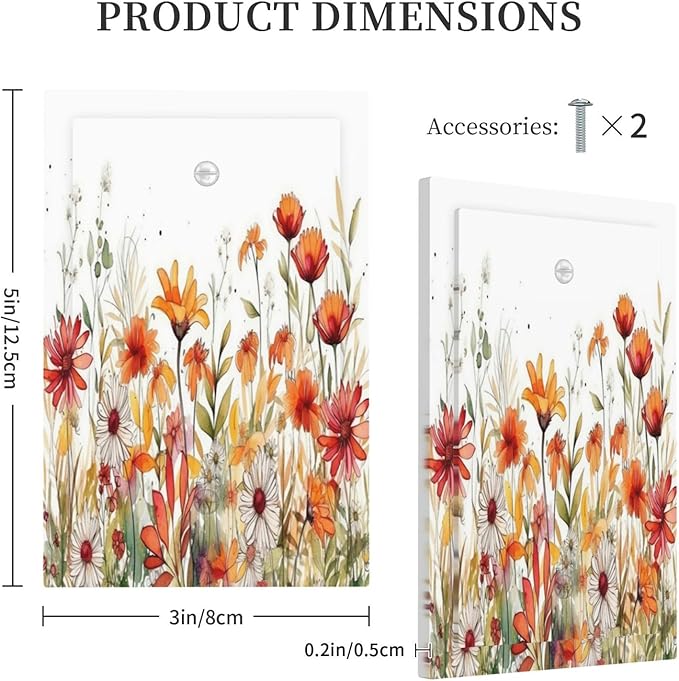 Watercolor Wild Flower Floral Daisy Plant Light Switch Cover Plate 1 Gang No Device Blank Electrical Wall Plates Faceplate Decorative Switch Plate for Bedroom Living Room Decor