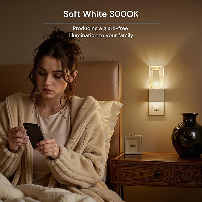 L LOHAS LED Night Light Plug in, Foldable Night Lights Plug into Wall, Portable LED Nightlight with Dusk to Dawn Sensor, Dimmable 0-100LM White Nightlights for Travel, Hotel, Bathroom, Hallway, Gift
