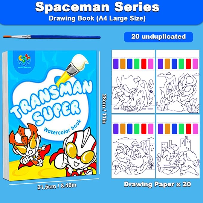 JUNQIU Water Color Paint Sets for Kids, Paint With Water Books for Kids Ages 4-8, Pocket Watercolor Painting Book, Arts and Crafts Kit for Girls Boys Coloring with Brush