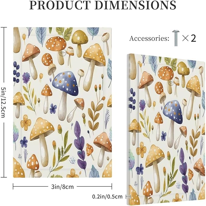Boho Watercolor Mushroom Flowers Leaf Colorful Floral Light Switch Cover Plate 1 Gang No Device Blank Electrical Wall Plates Faceplate Decorative Switch Plate Covers for Kids Room Nursery Decor