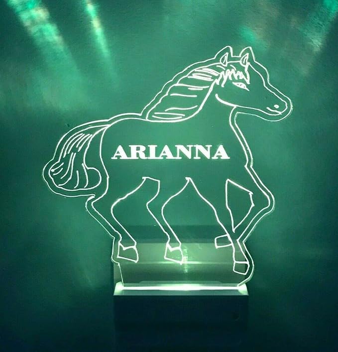 MIRROR MANIA Night Light Multi Color Personalized LED Plug-in, Ultra-Slim Touch Night Light Smart Dusk to Dawn Sensor, Kids Children's Bedroom Kitchen Bathroom Hallway Play Room Variations (Horse)