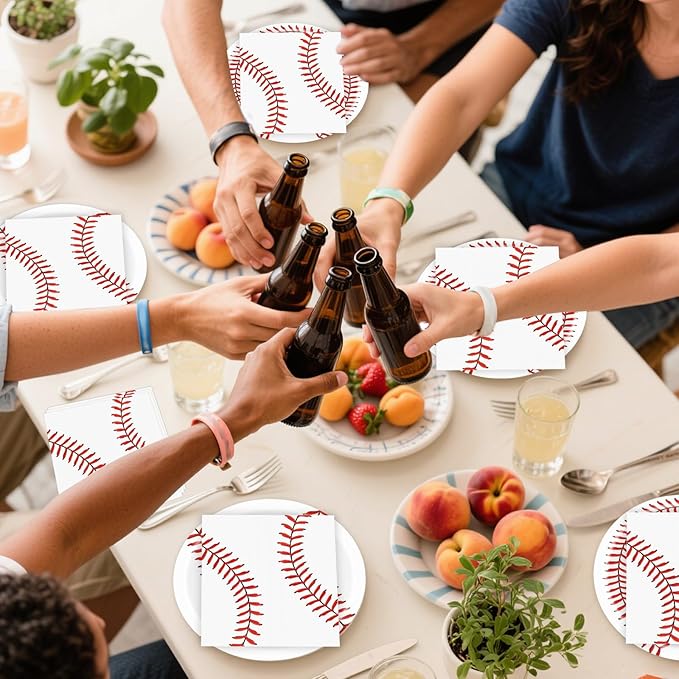 40 Pcs Baseball Plates and Napkins Sets - Baseball Party Supplies, Disposable Paper Dinner Plates and Napkin Tableware Kit for Sports Themed Baseballs Birthday Party Table Decorations, Serves 20