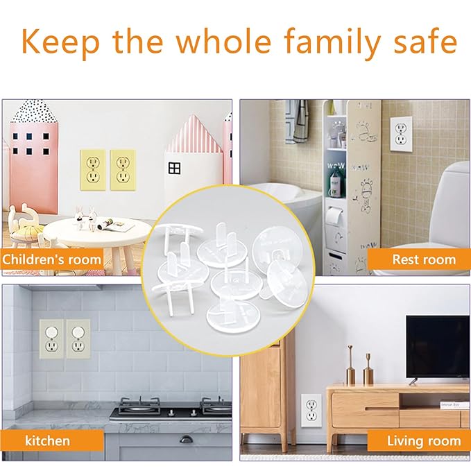 100 Pack Outlet Covers Baby Proofing Clear Outlet Covers Baby Safety Outlet Plug Covers Safe & Secure Electric Plug Protectors Sturdy Childproof Socket Covers for Home & Office