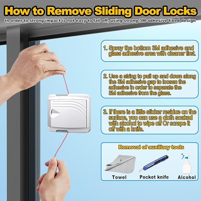 STERGDE Sliding Door Lock 4 Pack, Prevent children from opening sliding doors, sliding door baby proof, Easy To Install, For Sliding Glass Doors, Sliding Windows, Sliding Closets, Etc（Grey）