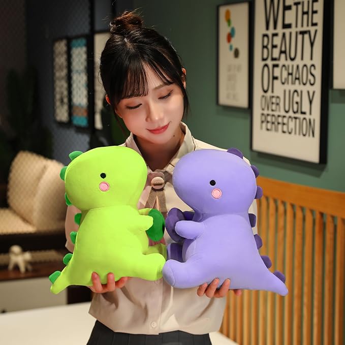 SQEQE Dinosaur Stuffed Animal, Loving Soft Dino Plush Toys with Holding Heart, Sweet Romantic Anniversary Birthday Gift for Her Girls Boys Girlfriend(Green,20 inch)