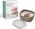 Silicone Baby Food Storage Containers with Airtight Lid, BPA-Free Leak-Proof Baby Food Jars, Microwave & Dishwasher Safe Reusable Snack Containers with Lids for Baby Led Weaning, Taupe Brown