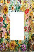 Fall Colorful Sunflower Floral 1 Gang Light Switch Cover Single Rocker Decorative Receptacle Outlet Covers GFCI Electrical Faceplate Switchplate for Bedroom Bathroom Kitchen Art Decor