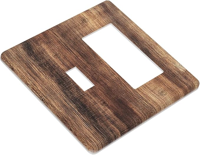 Outlet Covers Vintage Rustic Brown Wood Grain 1 Toggle 1 Rocker Combination Decorative Wall Plate Electrical Switch Plates Light Switch Cover Plate for Bedroom Farmhouse Decor