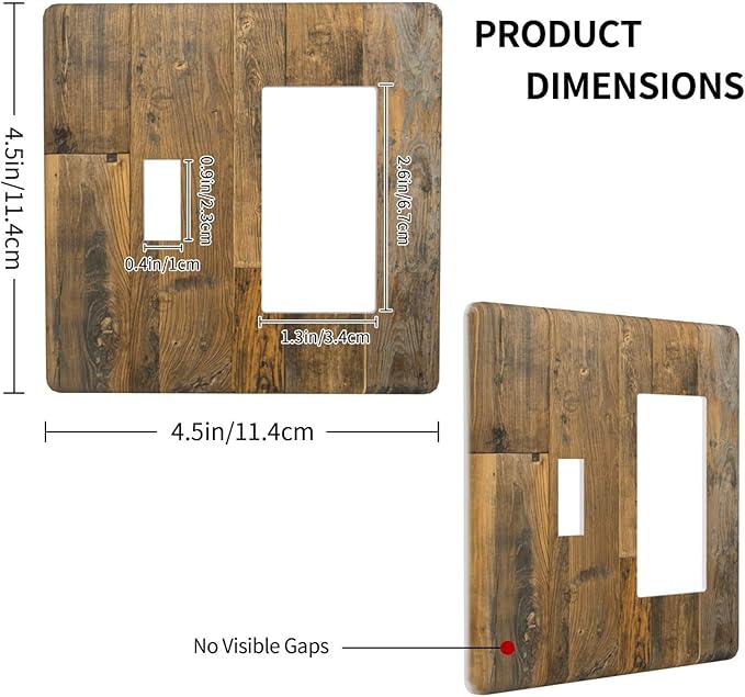 Brown Wood Vintage Rustic Old Board Outlet Covers 1 Toggle 1 Rocker Combination Decorative Wall Plate Electrical Switch Plates Light Switch Cover Plate for Farmhouse Home Decor