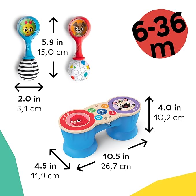 Baby Einstein First Tunes Drum & Shakers Musical Gift Set, with Maracas and Toy Drum, Ages 6 Months and Up