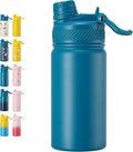 Fijinhom 12 oz Kids Water Bottle, 2-in-1 Stainless Steel Vacuum Insulated Water Bottle for Toddler, Leak Proof Spout & Straw, Double Wall Thermal Flask for Boys&Girls, School, Outdoor, Travel (Blue)