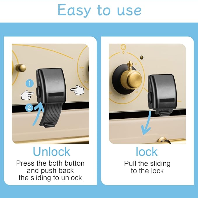2 PCS Oven Lock Child Safety, Oven Door Lock Baby Proofing Black Oven Lock for Children with Self-Adhesive Oven Kids Safety Lock Oven Safety Locks for Toddlers