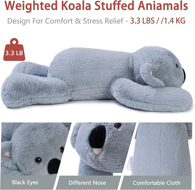 Niuniu Daddy 20" | 3.3 Pound Koala Weighted Stuffed Animals for Adults Kids, Large Stuffed Koala Pillowfort Plush Animal Toys for Baby, Big Body Pillow for Gift Present Birthday Christmas Valentine