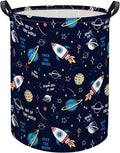 HIYAGON Kids Laundry Basket Baby Hamper for Nursery Boys Kids Hamper Cute Kids Toys Storage Bin Organizer Butterfly Room Decor for Home(Rocket Planet)