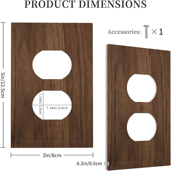 Outlet Covers Dark Brown Wood Grain 1 Gang Duplex Light Switch Cover Plate Decorative Switch Plate Covers Electrical Socket Cover for Farmhouse Cabin Decor