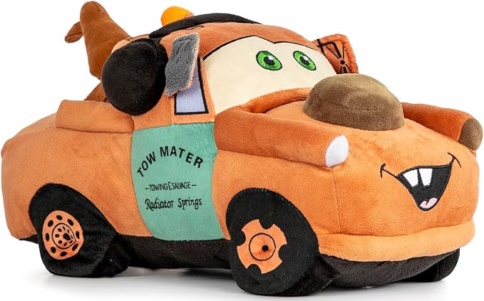 Disney Pixar Cars Tow Mater Plush Pillow Buddy - Super Soft Character Throw Cushion for Kids Playroom & Bedding - Polyester Microfiber, 14 Inches