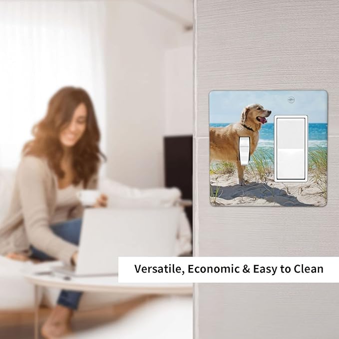 Custom 2 Gang Toggle Rocker Light Switch Cover Decorative Personalized Your Own Combin Wall Plate Cover with Picture Logo Text for Bathroom Home Bedroom Art Panel Decor 4.5 X 4.5 In