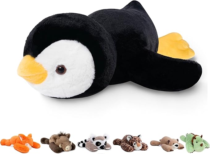 Niuniu Daddy Penguin Weighted Stuffed Animals for Kids & Adults, 20" | 3.3lb Large Weighted Plushies Pillow for Sleeping and Calming, Cute Lying Plush Toy Huggable Gift for Everyday Comfort