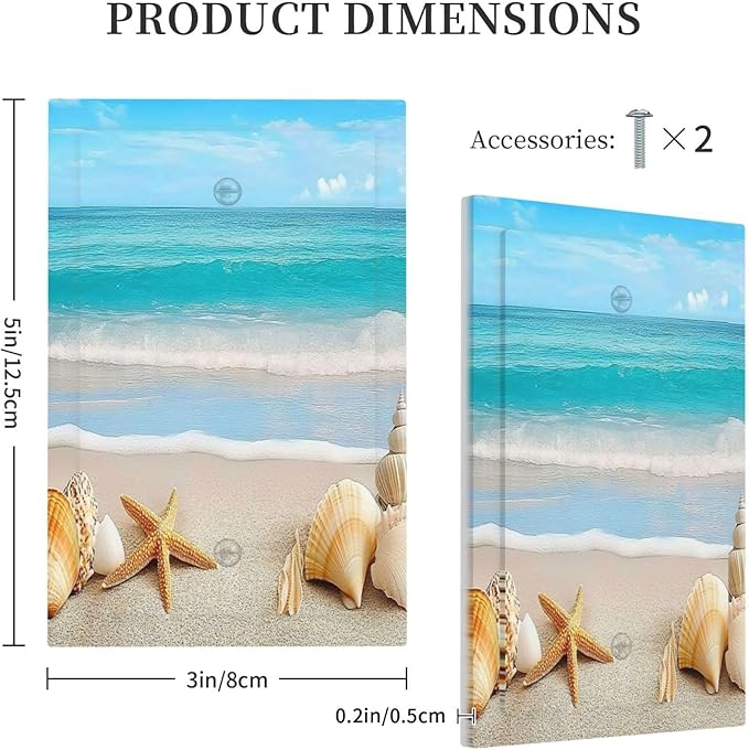 Light Switch Cover Plate Seashells Beach Starfish Scallop 1 Gang No Device Blank Electrical Wall Plates Faceplate Decorative Switch Plate For Bathroom Home Decor