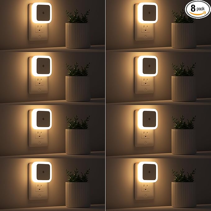 Sujeet Night Light, Night Lights Plug into Wall 8-Pack, Nightlight Plug in Night Light, Dusk to Dawn Night Lamp Led (Warm White)